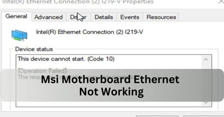 Msi Motherboard Ethernet Not Working